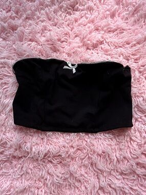 Black lace tube Top with White Bow